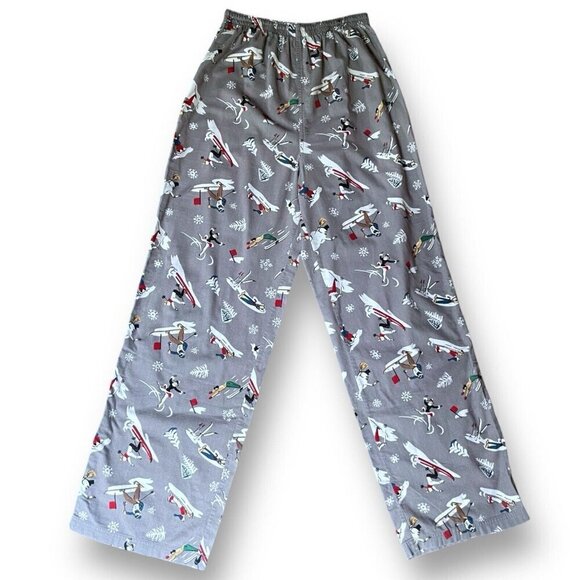 Vintage Eddie Bauer Womens Flannel Pajama Set Sz S Gray Winter Novelty Print PJs - Picture 6 of 16